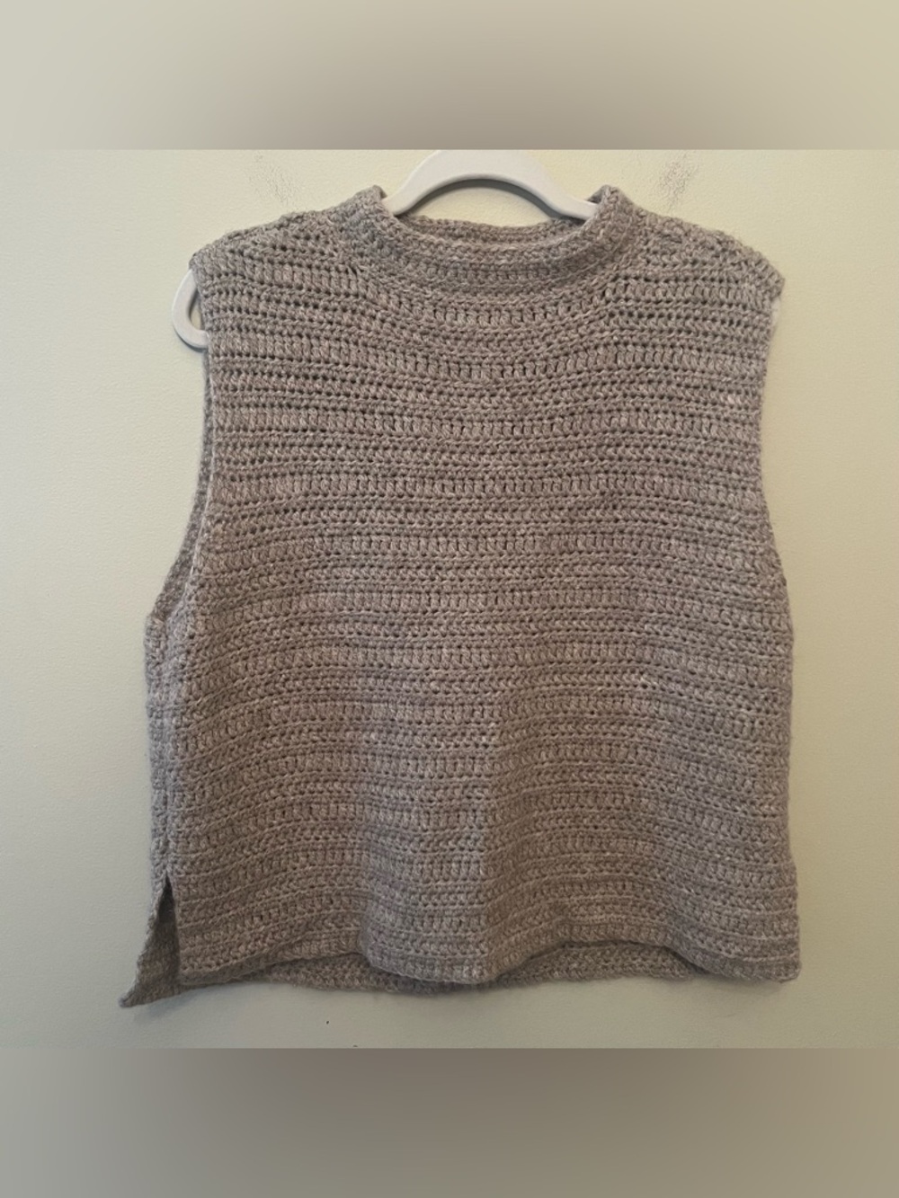 Eileen Fisher 100% Baby Alpaca Sleeveless Sweater Women's Size Small Tan